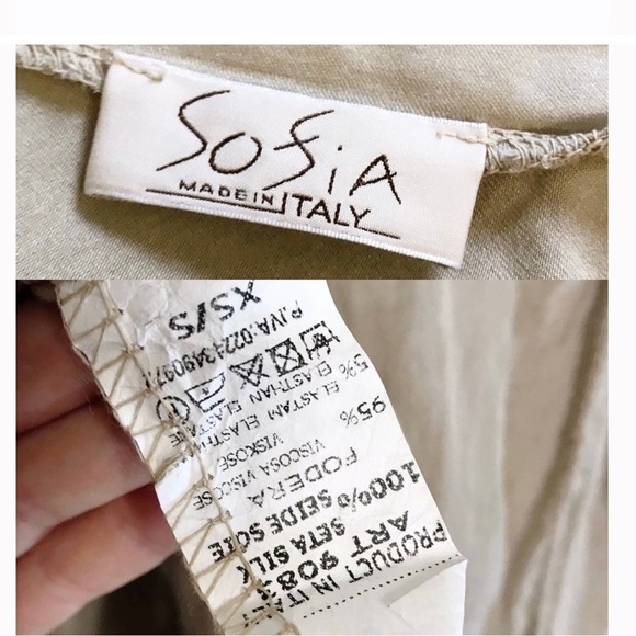 Sofia of Italy Silk Bell Sleeve V Neck Costal Flowy Loose Beach Summer Dress - Picture 4 of 6